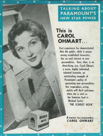 Paramount Publicity Advert for Carol Ohmart  carol ohmart advert